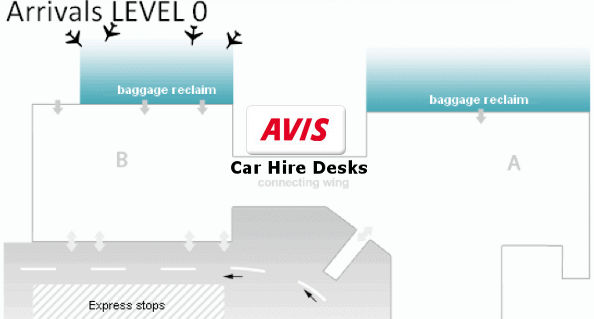 Map to Avis Rent A car desk Bordeaux Airport