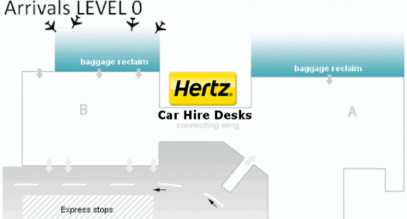 Map to Hertz Rent A car desk Bordeaux Airport