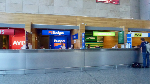 Car Hire desks at Cork Airport, Avis, Budget, Europcar, Hertz