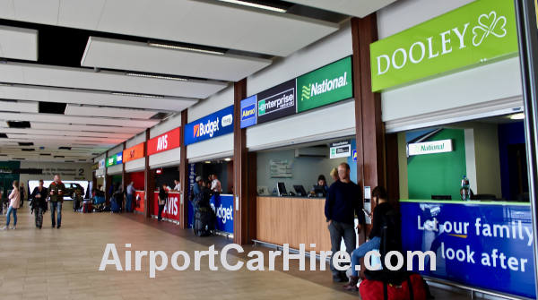 Dublin Airport Car Hire Desks, Dooley car rentals, Avis, Budget, National, Enterprise, Sixt, Europcar,