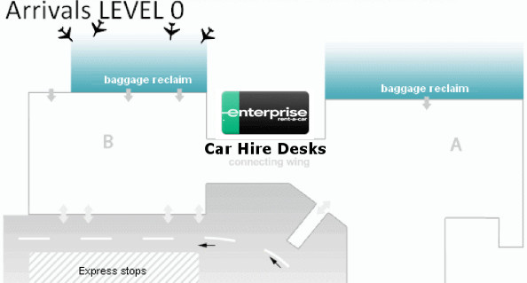 Map to Enterprise rent a car desk Bordeaux Airport